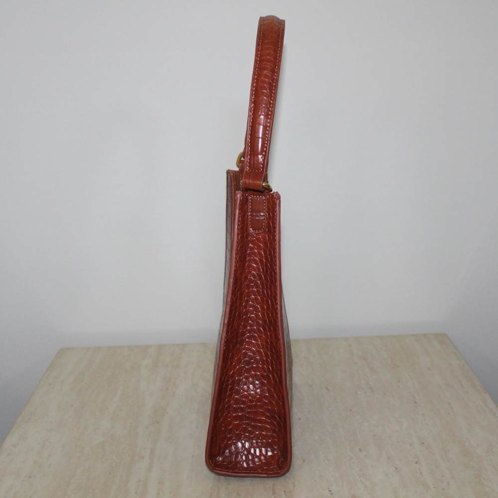 Brown Crocodile-Embossed Shoulder Bag Purse - Picture 10 of 16
